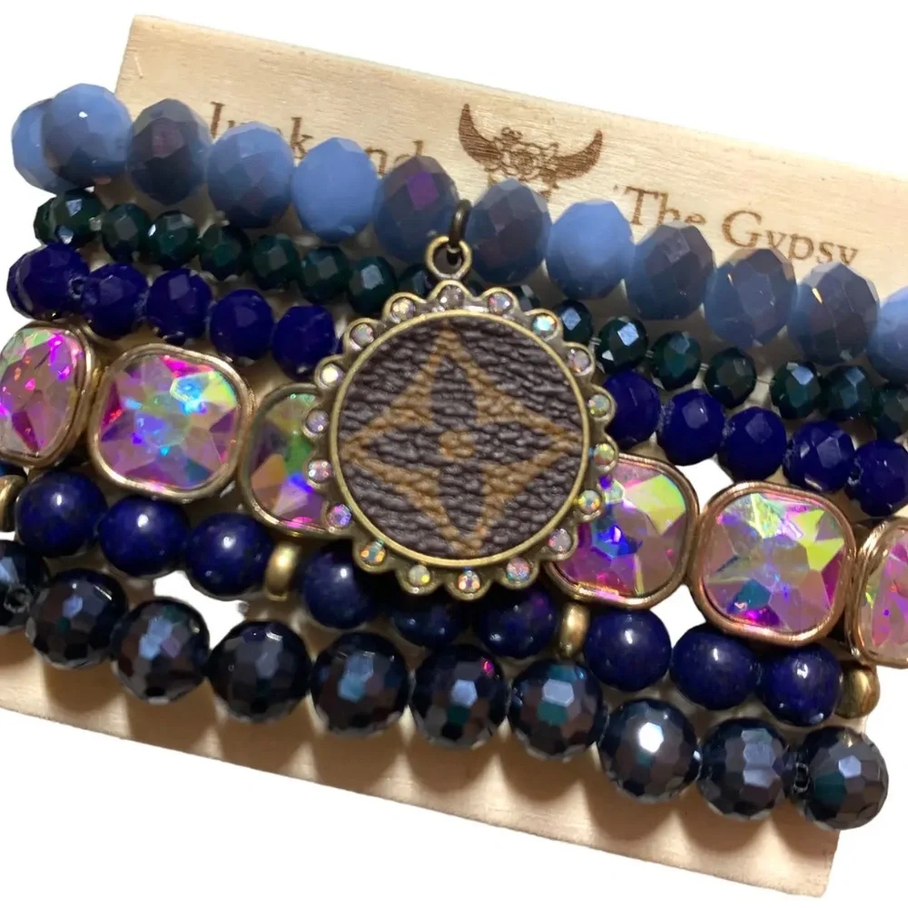 Blue Breeze Upcycled Stacked Bracelet - Picture 2 of 2